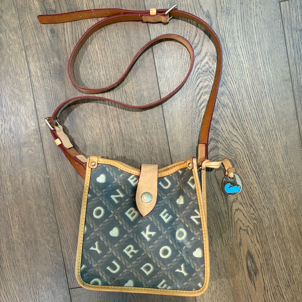 Dooney & Bourke Brown and Tan Crossbody Bag with Leather Trim
